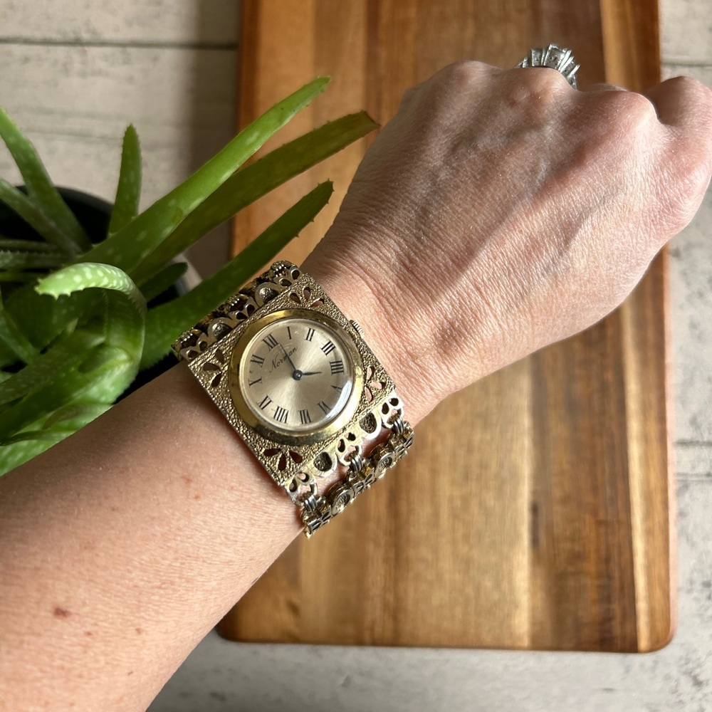 Elegant Gold-Tone Filigree Watch